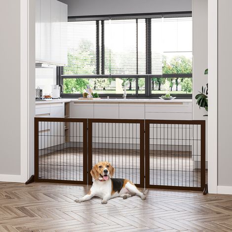 Cancelletto per cani PawHut, cancelletto di sicurezza autoportante con piedini, 185 x 71 cm, cancelletto in legno per cani, cancelletto per scale, barriera per cani per scale, porte, cucina, corridoio