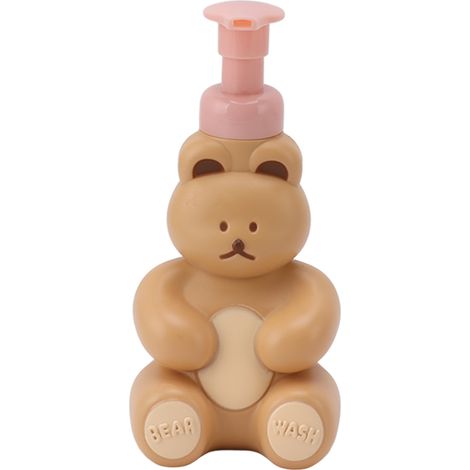 Flacon distributeur vide de savon liquide pour les mains, shampoing et après-shampoing, flacon pompe pour le lavage des mains, en forme d'ourson, grande taille, couleur thé au lait. (1/5)