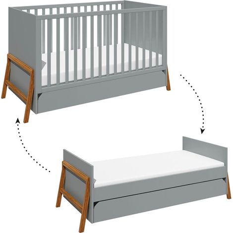 Lettino evolutivo 70x140 cassetto incluso Bellamy Lotta Grigio (1/5)