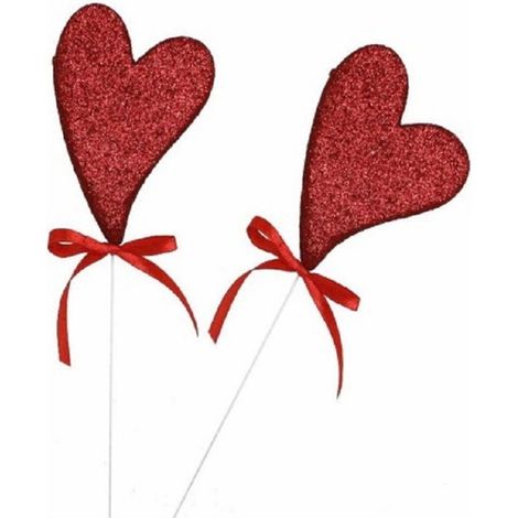 Trade Shop - Set 4 Corazones De Poliestireno Con Purpurina Y Soporte De 7cm 68300 - (1/3)