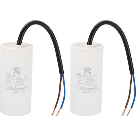 Condensateur CBB60 35uf AC 450V 2 Fils 50/60HZ Cylindre 95x44mm pour Eau Pompes Laver Machines Moteur Démarrage 2Pcs