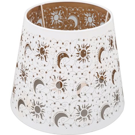 Abat-jour en fer forgé ajouré, motif soleil, lune et étoiles, pour ampoules E27 et E26 (1/5)