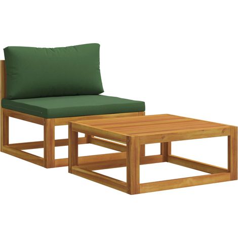 Sectional Sofa Set with Cushions 2 pcs Solid Acacia Wood vidaXL