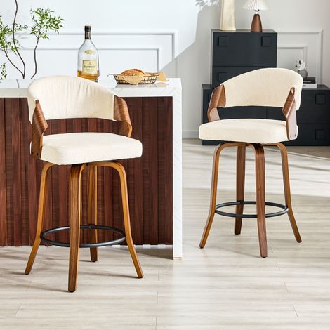 MEUBLIV Lot de 2 chaises de bar 51 x 42 x 95 cm blanc – avec dossier, sans table (1/5)