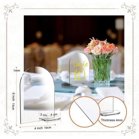 Panneau Acrylique - Transparent - Pour Marque-Place Mariage Événement - 30 Pièces Avec 30 Supports (1/4)