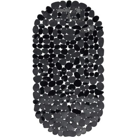 Tapis de bain effet pierre, antidérapant à ventouses, lavable, dimensions : 36 x 68 cm, noir (1/4)