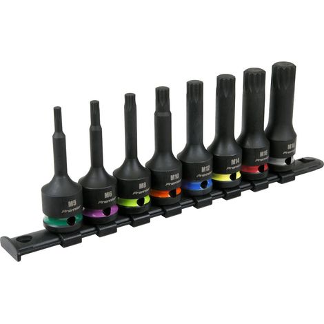 Sealey AK56004 Premier Spline Impact Socket Bit Set 1/2""Sq Drive 8pc (1/5)