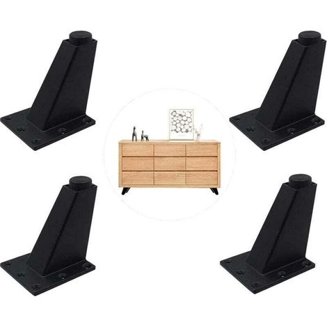 4 Pièces Pieds Réglables Meubles Jambes Cuisine Jambes Worktop Bar TV Bureau Table Jambes, Pieds Meubles Alliage d'Aluminium, pour Canapé Table Armoires éTagèRes, Facile à Installer, Noir (1/4)