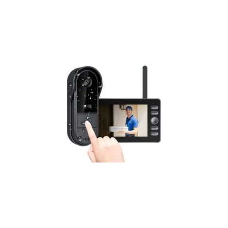 Visiophone Vidéo avec Écran, Sonnette Sans Fil Exterieur Etanche 1080P Sonnette Sans Fil Avec Camera avec écran IPS de 4.3 Visiophone Sans Fil IP65 étanche Caméra (1/5)