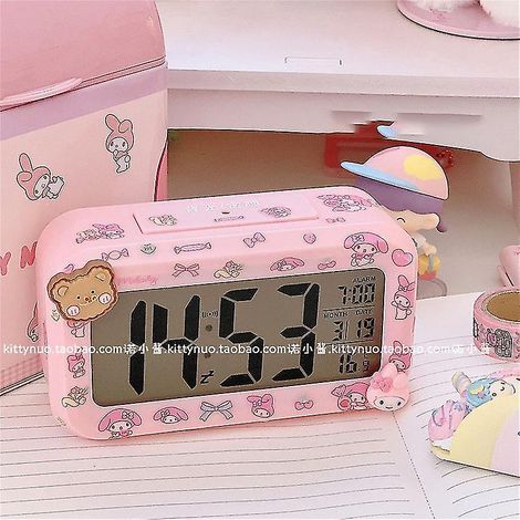 Kawaii Cinnamoroll My Melody Kuromi Schreibtischlampe Elektronischer LED-Wecker Sanrio Elektronischer Wecker Geschenk für Kinder (1/4)
