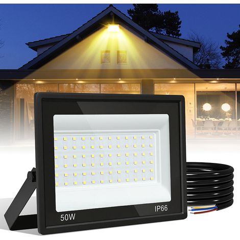 Jiubiaz LED-Fluter, LED-Strahler, IP66 Außenstrahler, 120° Abstrahlwinkel, 50W 1 Stück, Arbeitsleuchte Warmweiß 3000K