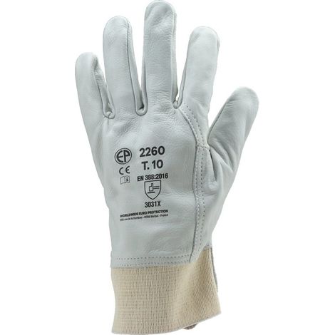 Lot de 10 paires de gants Manutention fleur vachette - poignée élastique - protège artères Taille 10