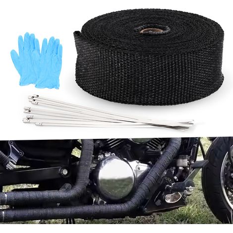 Ruban isolant thermique pour tuyau d'échappement, 5-15 mètres, ruban isolant thermique pour moto, coton d'isolation phonique, ignifugé, absorbant le son, ruban isolant thermique - coton d'isolation th (1/4)