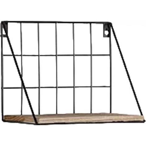 Étagère murale flottante - Décoration murale - Petit modèle - Noir - 19 x 25 x 12 cm - Métal (1/5)