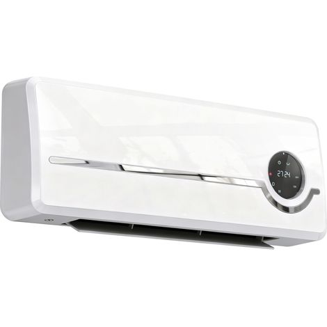 Riscaldatore a parete in ceramica da 1000/2000 W, radiatore elettrico, ventilatore, termostato, timer, 50x18,6x12,9 cm, bianco (1/5)