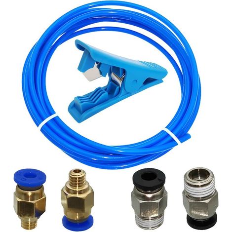 Téflon de Bleu PTFE, 3 m Tube de Bowden(2.0mm ID / 4.0mm OD) Filament de 1.75mm l'imprimante 3D + Tube De Tuyau Coupeur + Pc4-m6/m10 Rapide en Fitting (2P+2P) (1/5)