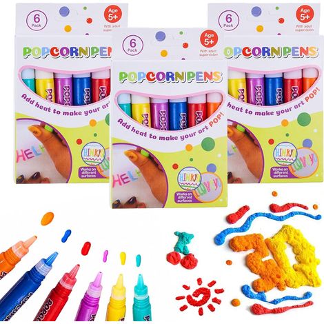 Lot de 18 stylos à bulles pour dessiner du popcorn, 6 couleurs (1/5)