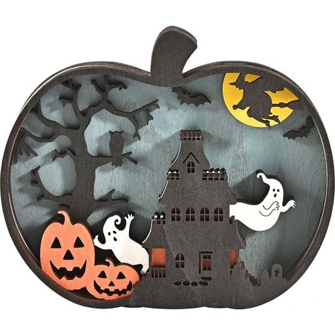 Décorations de table d'Halloween en bois de citrouille, fantôme pour les panneaux de bois de bonbons (1/5)