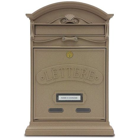 Alubox 1007660 Cassetta Postale in Alluminio Pressofuso Apertura Frontale Formato Rivista Serratura Cilindro colore Sabbia (1/2)