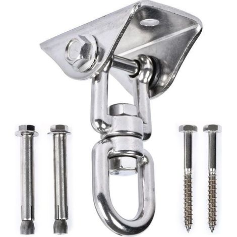Gancho giratorio de acero inoxidable de 360° con gancho de tornillo para columpio de porche, gimnasio, hamaca, cajas de cuerda con asiento de columpio de yoga, capacidad de 900 kg - Paquete de 2 (1/4)