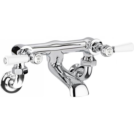 Hudson Reed White Topaz Lever Bath Filler Tap Wall Mounted - Chrome (1/2)