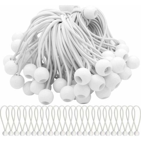 Lot de 75 Tendeur Elastique Cordons Élastiques avec Boules Sandow Elastique Boules Elastiques pour chapiteaux, tentes, bannières et bâches (1/4)