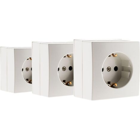 Zenitech - Set di 3 prese Schuko sporgenti Bel'Vue 16A, colore: Bianco (1/4)
