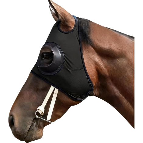 Protector ocular ecuestre – Manta para caballos a prueba de arena para concursos hípicos  Mezcla de poliéster y poliuretano con inserción ventilada, protección ocular ligera (Negro) (1/5)