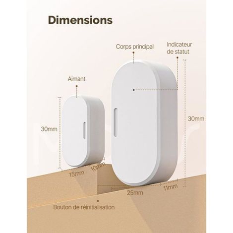 Capteur Porte Fenêtre Zigbee - Protocole Zigbee 3.0 - Compatible Tuya Smart Life - Pour Domotique - 3 Pièces (1/5)