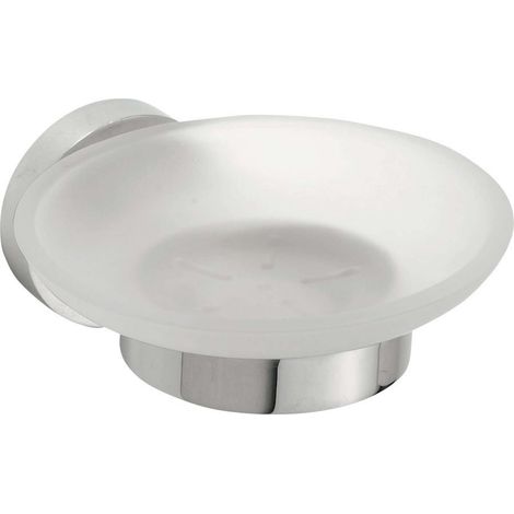 Seifenablage mit Glas, Seifenschale Milchglas mit Wandhalter (1/4)