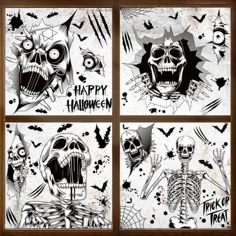 Halloween Fenêtre Autocollants Décorations, Fenêtre Stickers pour Halloween Porte Interieur Maison Hantée Décorations (1/4)