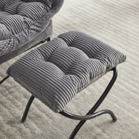 Fauteuil de détente avec repose-pieds — Fauteuil d'appoint moderne avec accoudoirs et poche de rangement latérale — Fauteuil de lecture rembourré pour petits espaces (ottoman inclus) — Fauteuil d'angl (1/4)