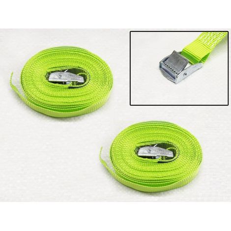 Hi Vis Cambuckle Tie Down Straps 25MM 450KG 5 Metre x2 (Lashing Strap Secure Hold) (1/5)