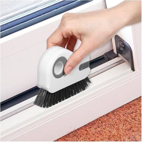 Cepillo de limpieza KZQ de 8,8 x 13 cm para ranuras de ventanas, cepillos de cocina con recogedor acanalado, herramientas de limpieza para huecos de ventanas, puertas correderas, persianas y aires aco (1/4)