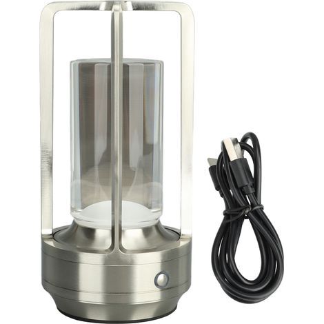 Lampe de Table sans fil 3 couleurs, variateur LED en continu, lampe tactile Rechargeable, lampe de chevet, lampe de chevet, argent (1/5)