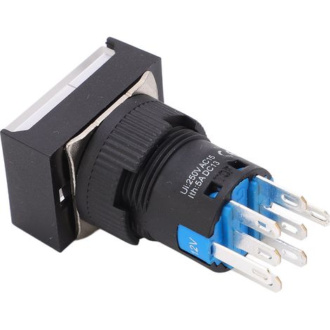Interrupteur à bouton-poussoir industriel autobloquant 5 A avec témoin lumineux AC/DC 12 V (1/5)