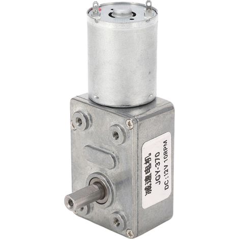 Moteur à engrenages DC 12V JGY-370, arbre simple 12mm, réducteur à vis sans fin autobloquant, 10 tr/min, réversible, avec support de fixation, faible vitesse (1/5)