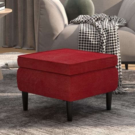 vidaXL Stool with Wooden Legs Wine Red Velvet