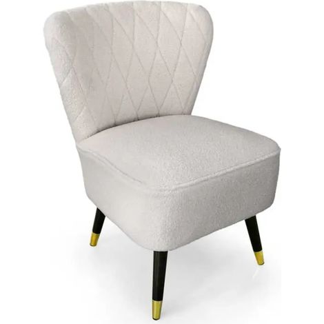 Poltrona in tessuto teddy bianco cm 58x65x85h