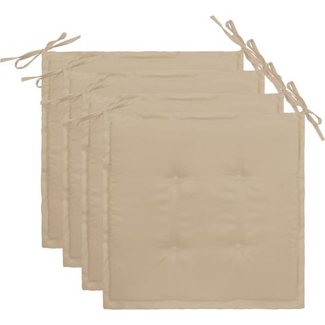 juego de 4 cojines para sillas de jardín 100% poliéster impermeable beige 40x40x3 cm DEC021724