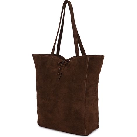 Bolso A4 de piel italiana para mujer con cordón ajustable, color chocolate, talla W18 (1/5)