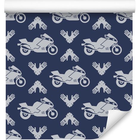 Papier peint à motifs de motos pour salon et chambre 50x1000 cm (1/5)