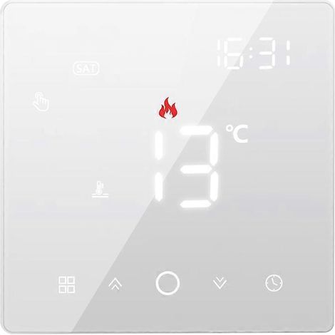 Thermostat intelligent Wi-Fi Tuya pour chauffage au sol, chauffage électrique et chauffe-eau, commande par téléphone portable, écran tactile LED blanc. (1/5)