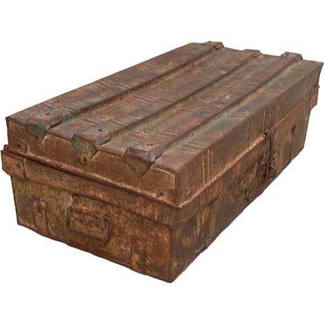 Maleta de metal acabado artesanal marrón 67x37x25h cm