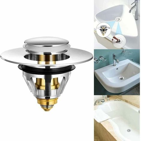 1 Bouchon de vidange, Acier inoxydable, Filtre anti-obstruction, Laiton, Pour salle de bain et cuisine (1/5)