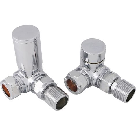 Round Head Manual Corner Radiator Rad Valves 1/2"x15mm Brass Chrome