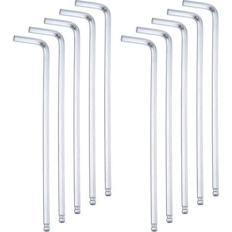 10pcs Clé hexagonale À Bout Sphérique 4mm Métrique Argent (1/5)