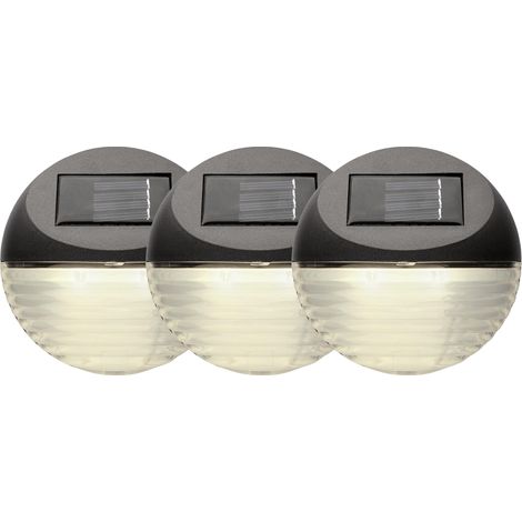Outdoor Solar-Wandleuchten ,Fency', 3er-Set, Dämmerungssensor, braun, warmweiß, Ø 11cm (1/5)
