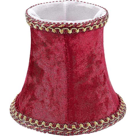 Trois abat-jour à clip en tissu, abat-jour E14 faits main, adaptés aux appliques murales et lampes à bougies de style européen moderne (rouge). (1/5)