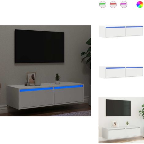 Meuble TV avec lumières LED blanc 100X35,5x25 cm - Meuble TV - Meubles TV - Meuble Hifi - Meuble Multimédia (1/5)